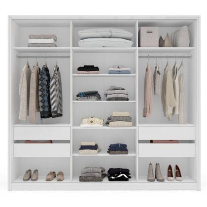 Imagem de Conjunto com Cômoda 8 Gavetas e Guarda-roupa 3 Portas com Espelho Porto