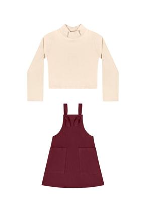 Imagem de Conjunto com Cropped Manga Longa e Salopete para Menina Quimby