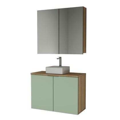 Imagem de Conjunto Com Cuba Nature 90cm Estilare CNJ4033 Carvalho-verde