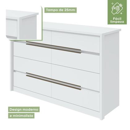 Imagem de Conjunto com Guarda-roupa Casal com Espelho Toronto Plus e Cômoda Urban e Cama Casal Reali