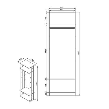 Imagem de Conjunto com Guarda-Roupa Closet Cabideiro e Guarda-Roupa Modulado Clothes Branco