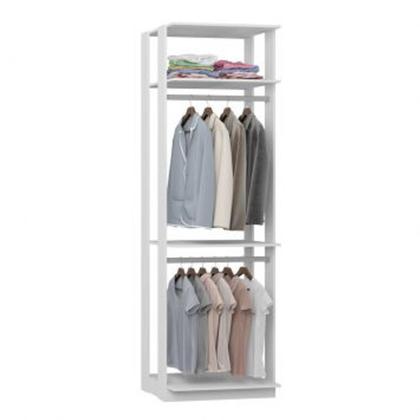 Imagem de Conjunto com Guarda-Roupa Closet Cabideiro e Guarda-Roupa Modulado Clothes Branco