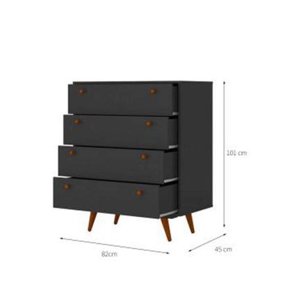 Conjunto com Guarda-Roupa Solteiro 3 PT 3 GV Preto e Cômoda Retrô 4 GV Preta - Mobly Imagem de Conjunto com Guarda-Roupa Solteiro 3 PT 3 GV Preto e Cômoda Retrô 4 GV Preta