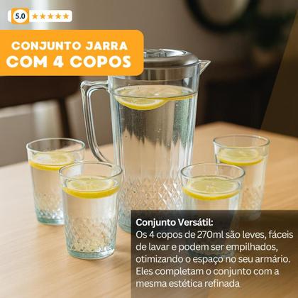 Imagem de Conjunto com Jarra e 4 Copos em Acrílico  Resistente, Leve e Ideal para Uso Diário ou Festas