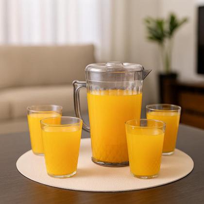 Imagem de Conjunto com Jarra e 4 Copos em Acrílico  Resistente, Leve e Ideal para Uso Diário ou Festas