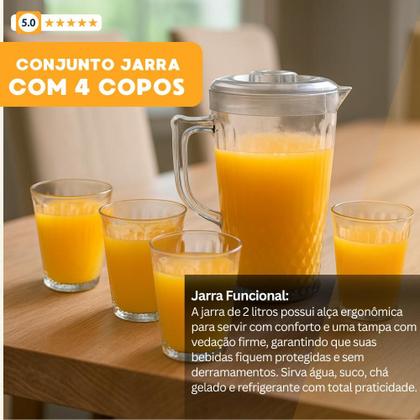 Imagem de Conjunto com Jarra e 4 Copos em Acrílico  Resistente, Leve e Ideal para Uso Diário ou Festas