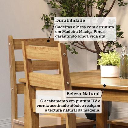Imagem de Conjunto com Mesa de Jantar 100cm Retangular e 4 Cadeiras 100% Madeira Maciça Serena Espresso Móveis