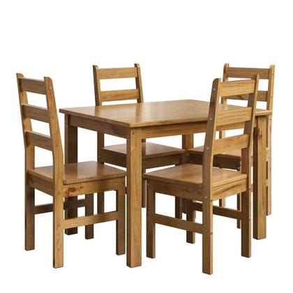 Imagem de Conjunto com Mesa de Jantar 100cm Retangular e 4 Cadeiras 100% Madeira Maciça Serena Espresso Móveis
