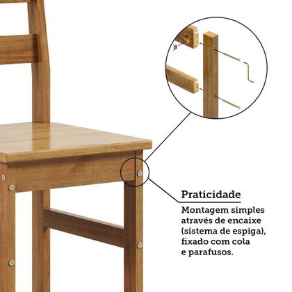 Imagem de Conjunto com Mesa de Jantar 100cm Retangular e 4 Cadeiras 100% Madeira Maciça Serena Espresso Móveis