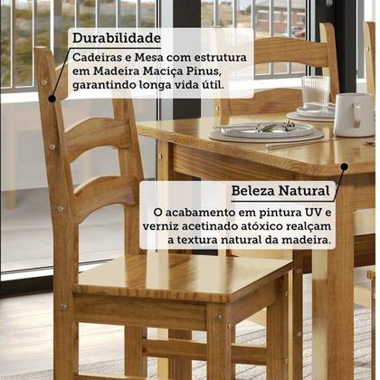 Imagem de Conjunto com Mesa de Jantar 120cm Retangular e 4 Cadeiras 100% Madeira Maciça Napoli Espresso Móveis