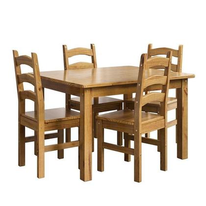 Imagem de Conjunto com Mesa de Jantar 120cm Retangular e 4 Cadeiras 100% Madeira Maciça Napoli Espresso Móveis
