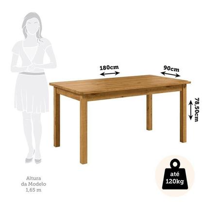 Imagem de Conjunto com Mesa de Jantar 180cm Retangular e 8 Cadeiras 100% Madeira Maciça Napoli Espresso Móveis