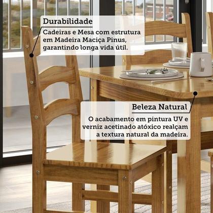 Imagem de Conjunto com Mesa de Jantar 180cm Retangular e 8 Cadeiras 100% Madeira Maciça Napoli Espresso Móveis
