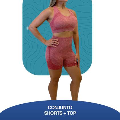 Imagem de Conjunto Com Shorts E Top Feminino Modelo Sem Costura Para Corrida Academia Treino