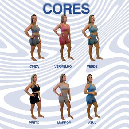 Imagem de Conjunto Com Shorts E Top Feminino Modelo Sem Costura Para Corrida Academia Treino