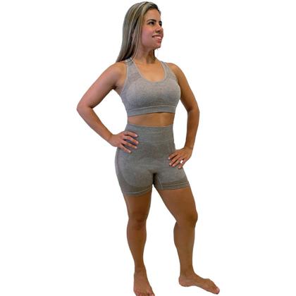 Imagem de Conjunto Com Shorts E Top Feminino Modelo Sem Costura Para Corrida Academia Treino