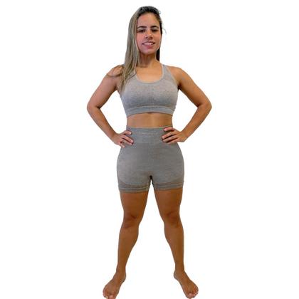 Imagem de Conjunto Com Shorts E Top Feminino Modelo Sem Costura Para Corrida Academia Treino