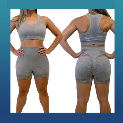 Imagem de Conjunto Com Shorts E Top Feminino Modelo Sem Costura Para Corrida Academia Treino