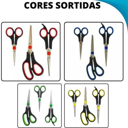 Imagem de Conjunto Com Três Tesouras Para Escritório e Trabalho Escolar