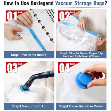 Imagem de Conjunto combinado de sacos de armazenamento a vácuo BoxLegend com bomba manual