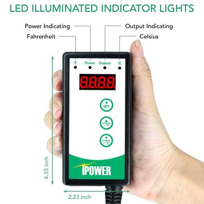 Imagem de Conjunto combinado de tapete térmico e termostato digital para mudas iPower