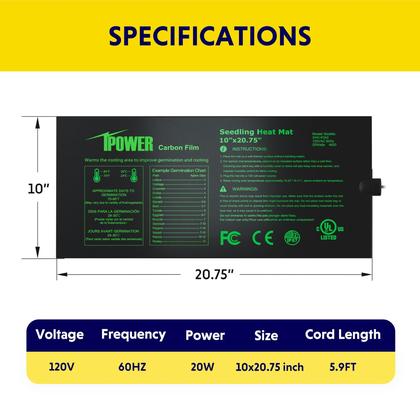 Imagem de Conjunto combinado de tapete térmico e termostato digital para mudas iPower