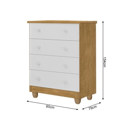 Imagem de Conjunto Comoda Lara E Roupeiro Lara Nature / Branco