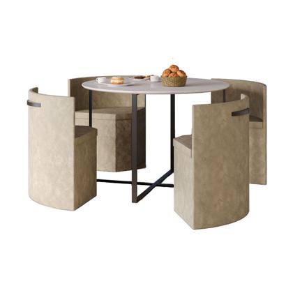 Imagem de Conjunto compacto Sala de Jantar, mesa redonda c/ 4 cadeiras estofadas