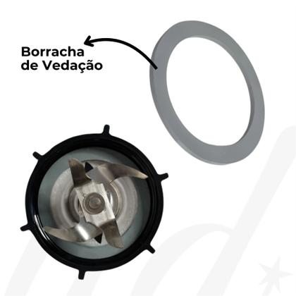 Imagem de Conjunto Completo Base Lâmina e Borracha de Vedação para Liquidificadores Oster Clássicos Osterizer e Blend Compatível com Copo de Vidro