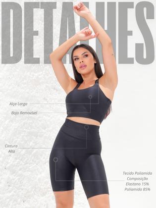 Imagem de Conjunto Compressão Poliamida Treino Funcional Short Ciclista E Top Academia Fitness Bojo Remo