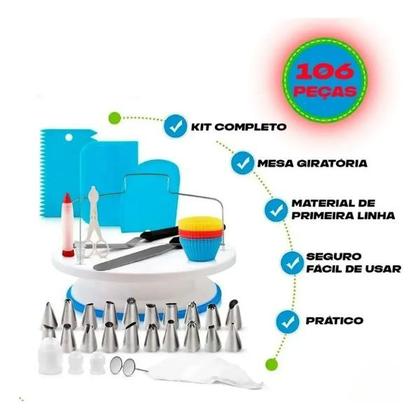 Imagem de Conjunto Confeiteiro Completo Bicos De Confeitar 106 Peças Cozinha