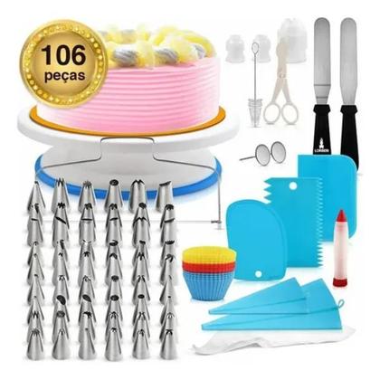 Imagem de Conjunto Confeiteiro Completo Bicos De Confeitar 106 Peças Cozinha