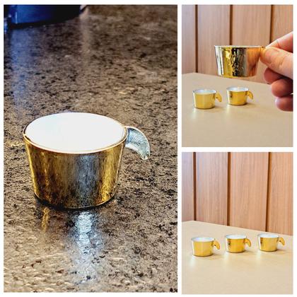 Imagem de Conjunto Copete 6 Porta Copos Descartavel Cantinho Cafe Plastico Dourado - AMZ