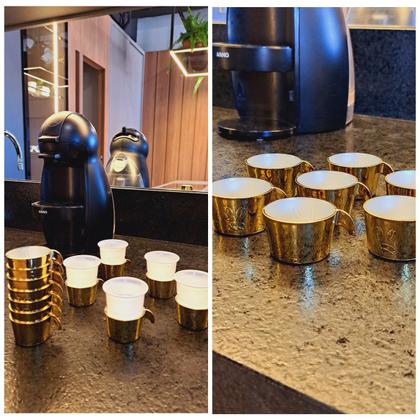 Imagem de Conjunto Copete 6 Porta Copos Descartavel Cantinho Cafe Plastico Dourado - AMZ