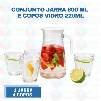 Imagem de Conjunto Copos 200ml Com Jarra 800ml Vidro Transparente Resistente