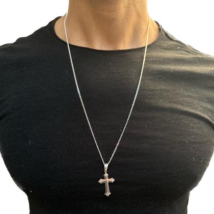 Conjunto Cordão Prata 2mm Pingente Cruz + Pulseira Grumet - Alzza Pratas Imagem de Conjunto Cordão Prata 2mm Pingente Cruz + Pulseira Grumet