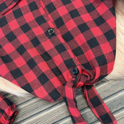 Imagem de Conjunto Country Infantil Camisa Xadrez Calça Jeans Feminina Novidade