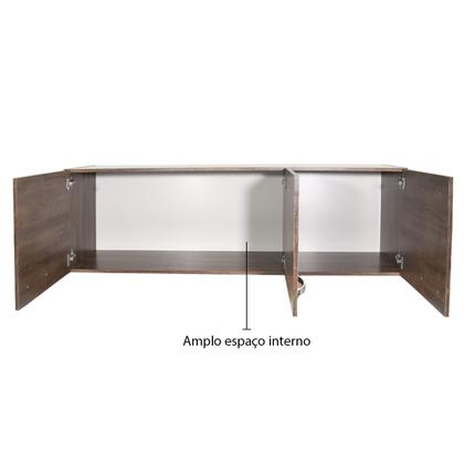 Imagem de Conjunto Cozinha 120cm com Armário Aéreo Triplo e Balcão Multiuso de Pia sem Tampo