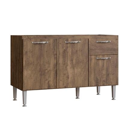 Imagem de Conjunto Cozinha 120cm com Armário Aéreo Triplo e Balcão Multiuso de Pia sem Tampo