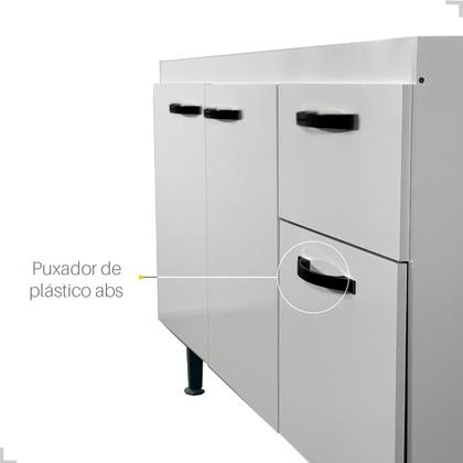 Imagem de Conjunto Cozinha 120cm com Armário Aéreo Triplo e Balcão Multiuso de Pia sem Tampo