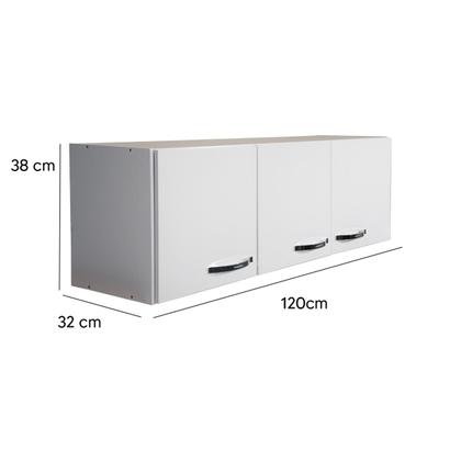 Imagem de Conjunto Cozinha 120cm com Armário Aéreo Triplo e Balcão Multiuso de Pia sem Tampo