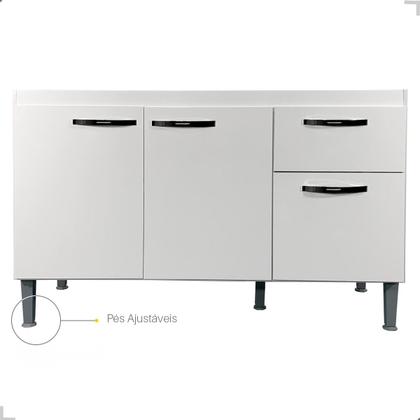 Imagem de Conjunto Cozinha 120cm com Armário Aéreo Triplo e Balcão Multiuso de Pia sem Tampo