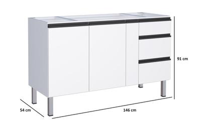 Imagem de Conjunto Cozinha Completo Gaia Flat 100% Aço 1.50 mt - Gabinete /Aéreo/Paneleiro/Balcão Cooktop 5 - Branco  Cozimax