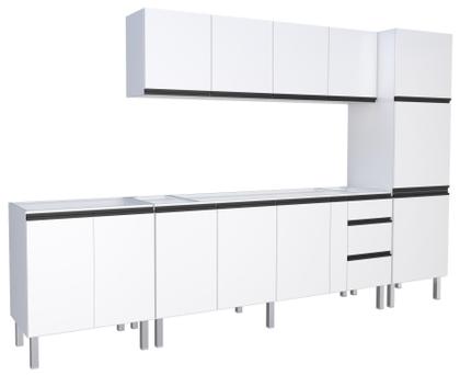 Imagem de Conjunto Cozinha Completo Gaia Flat 100% Aço 1.80 mt - Gabinete /Aéreo/Paneleiro/Balcão Cooktop 5 - Branco  Cozimax