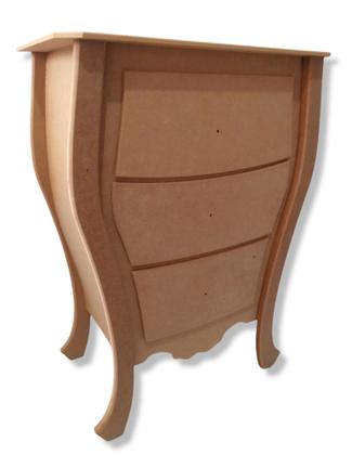 Imagem de Conjunto Criado 3 Gavetas Bombe Mesa Cabeceira Decoração Mdf Cru