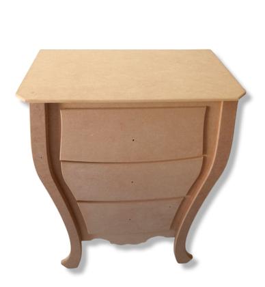 Imagem de Conjunto Criado 3 Gavetas Bombe Mesa Cabeceira Decoração Mdf Cru