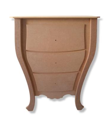 Imagem de Conjunto Criado 3 Gavetas Bombe Mesa Cabeceira Decoração Mdf Cru