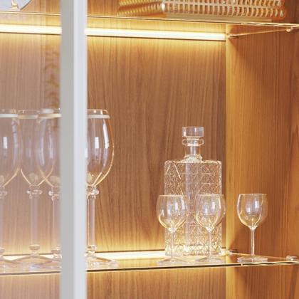 Imagem de Conjunto Cristaleira 2 Portas de Vidro Guanabara com Led e Buffet Sala de Jantar 4 Portas Vitória