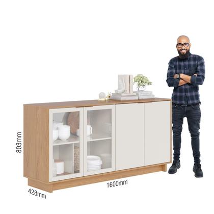 Imagem de Conjunto Cristaleira 2 Portas de Vidro Guanabara com Led e Buffet Sala de Jantar 4 Portas Vitória