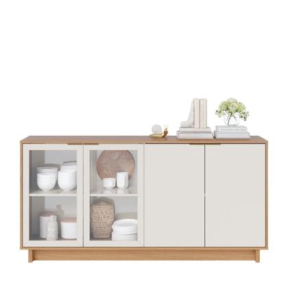 Imagem de Conjunto Cristaleira 2 Portas de Vidro Guanabara com Led e Buffet Sala de Jantar 4 Portas Vitória